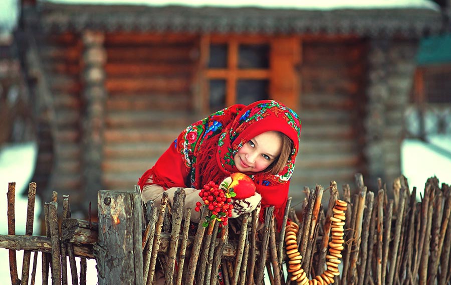 Sexy girl Women in Slavic costumes in Memphis